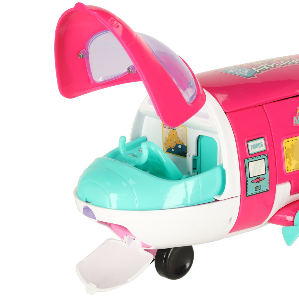 Pasažieru lidmašīna lellēm 2in1 saliekamie aksesuāri rozā krāsā | EcoToys