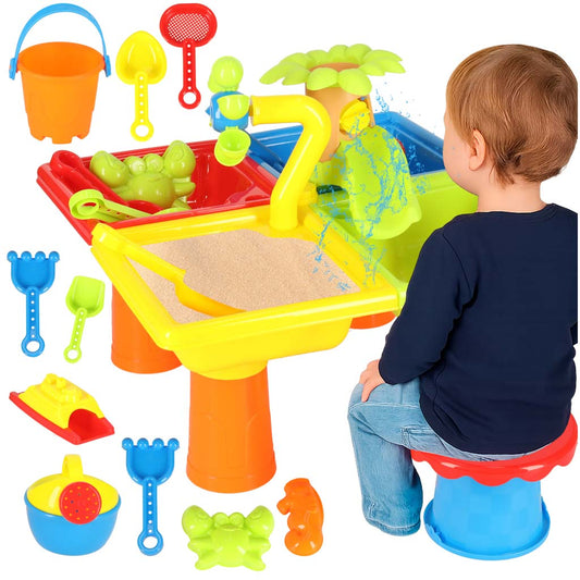 Ūdens galds četras daļas smilšu kaste lāpsta laistīšanas kanna taburete | EcoToys