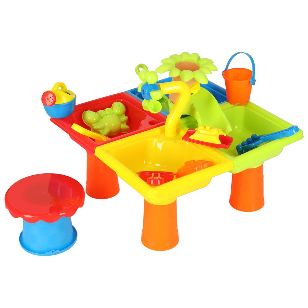Ūdens galds četras daļas smilšu kaste lāpsta laistīšanas kanna taburete | EcoToys