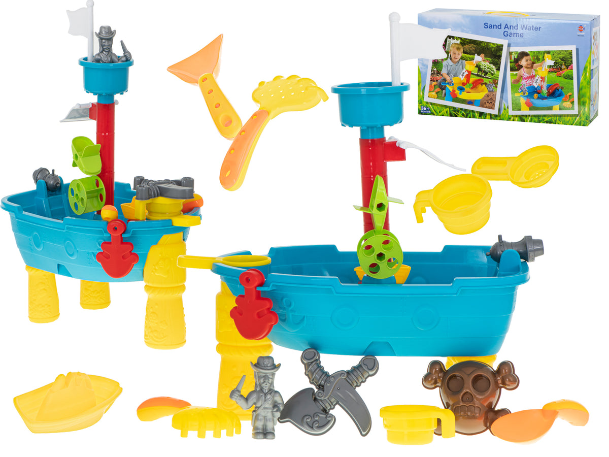 Smilšu un ūdens galds “Pirātu kuģis” ar piederumiem, 25 el. | EcoToys