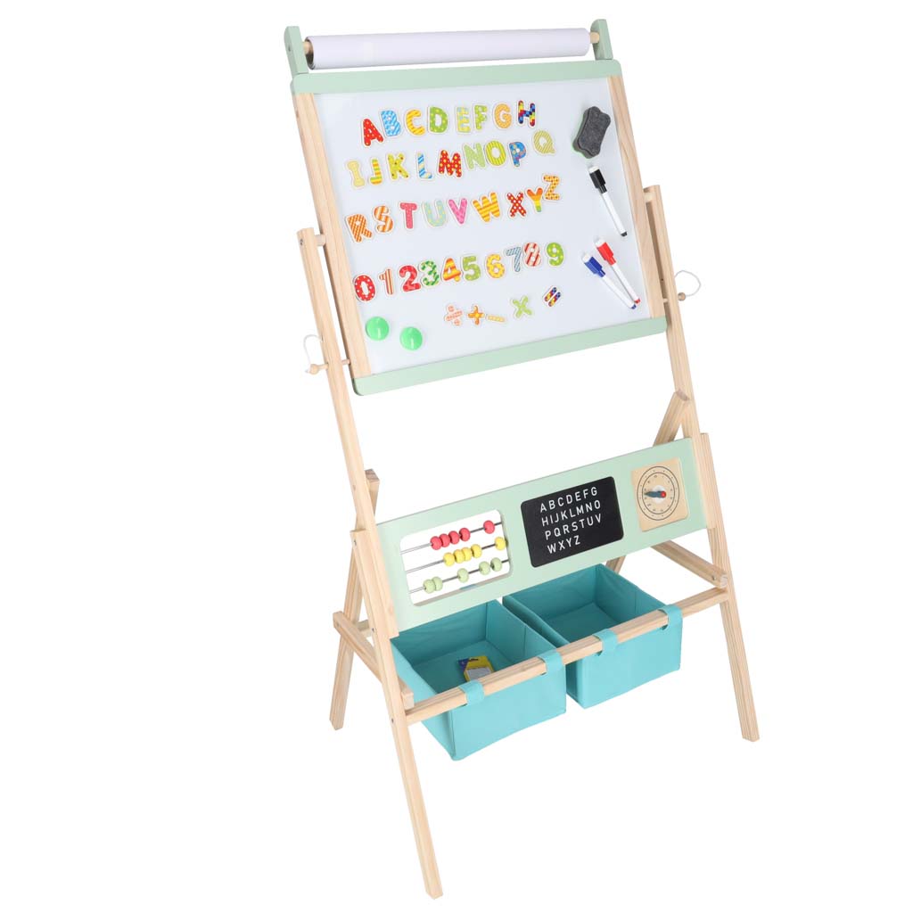 Koka krīta tāfele LULILO ar magnētiem un groziņiem, 110 cm | EcoToys