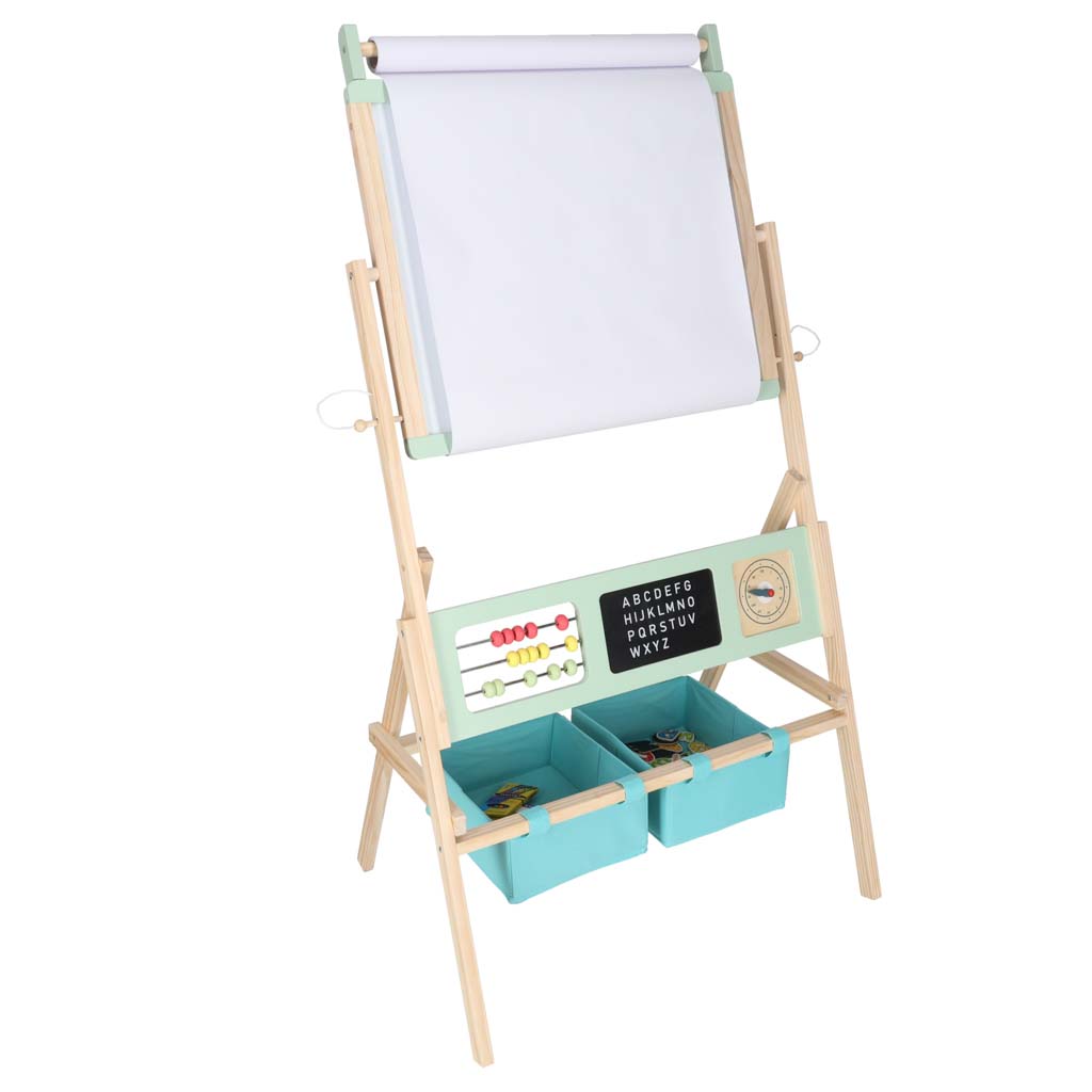 Koka krīta tāfele LULILO ar magnētiem un groziņiem, 110 cm | EcoToys