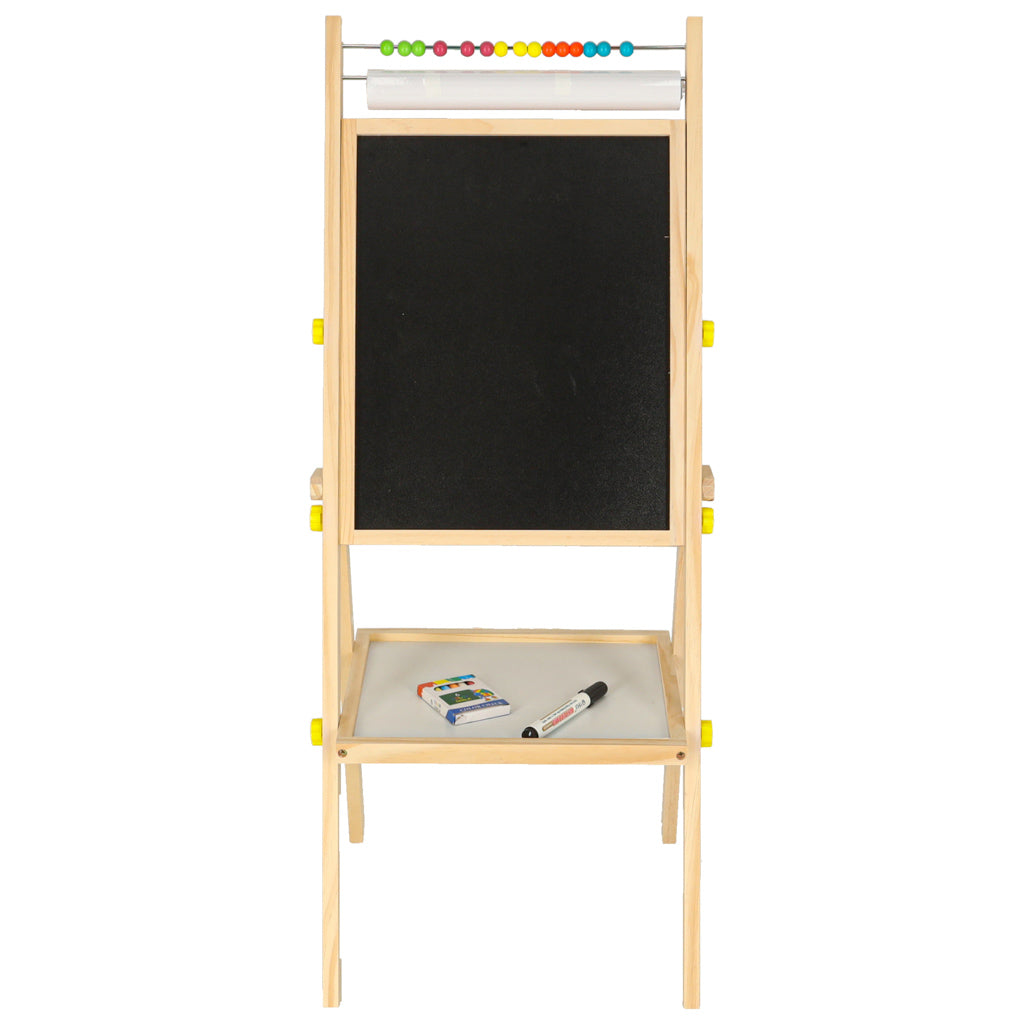 Grozāma divpusēja magnētiskā tāfele ar skaitīkļiem, papīra rulli un burtiem, 90 cm | EcoToys