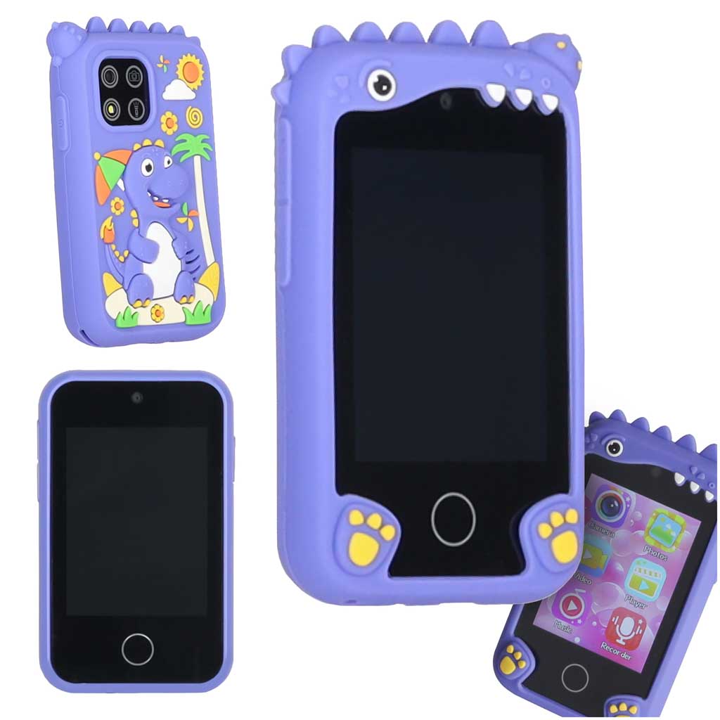 Viedtālrunis bērniem ar kameru un 8 GB atmiņas karti, zils dinozaurs | EcoToys