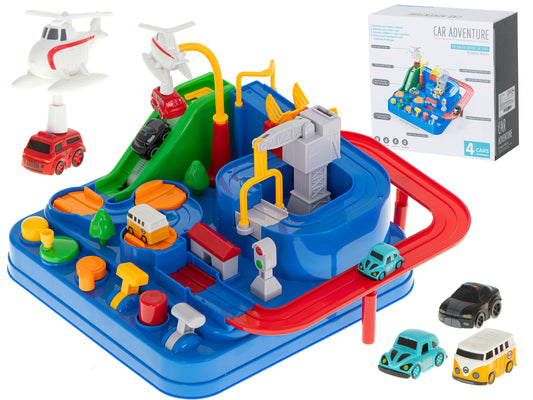Interaktīva šķēršļu trase-autostāvvieta ar 4 glābšanas mašīnām | EcoToys