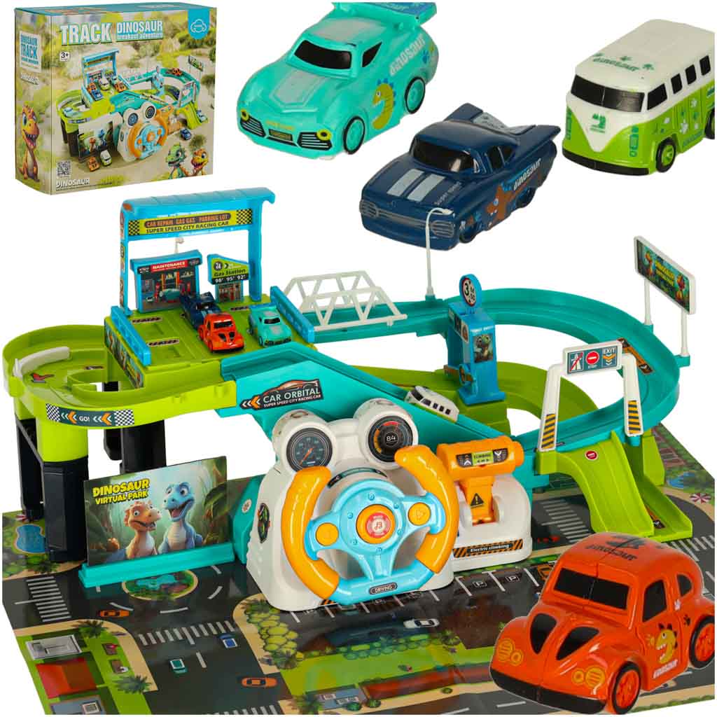 Autostāvvieta garāža dinozaurs 4 automašīnas | EcoToys