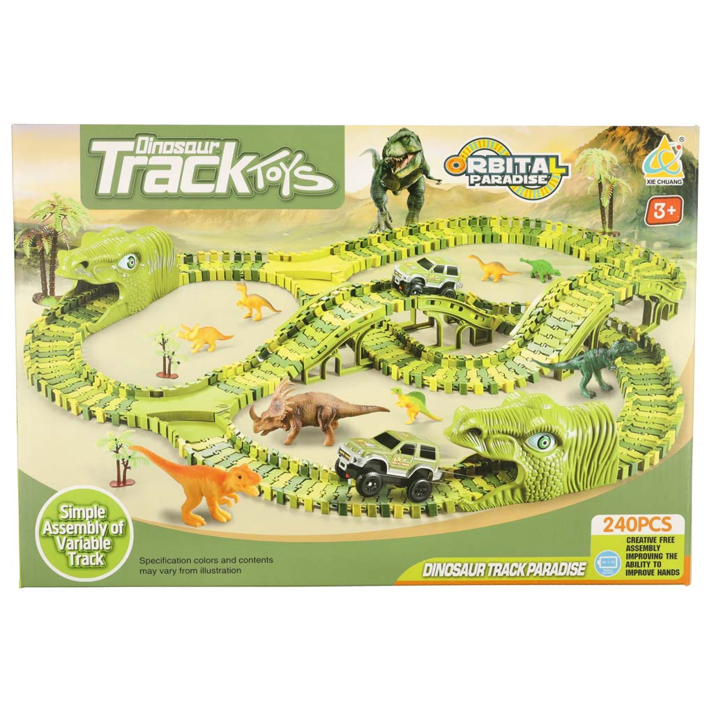 Sacīkšu trase dinozauri automašīnas 240 elementi | EcoToys