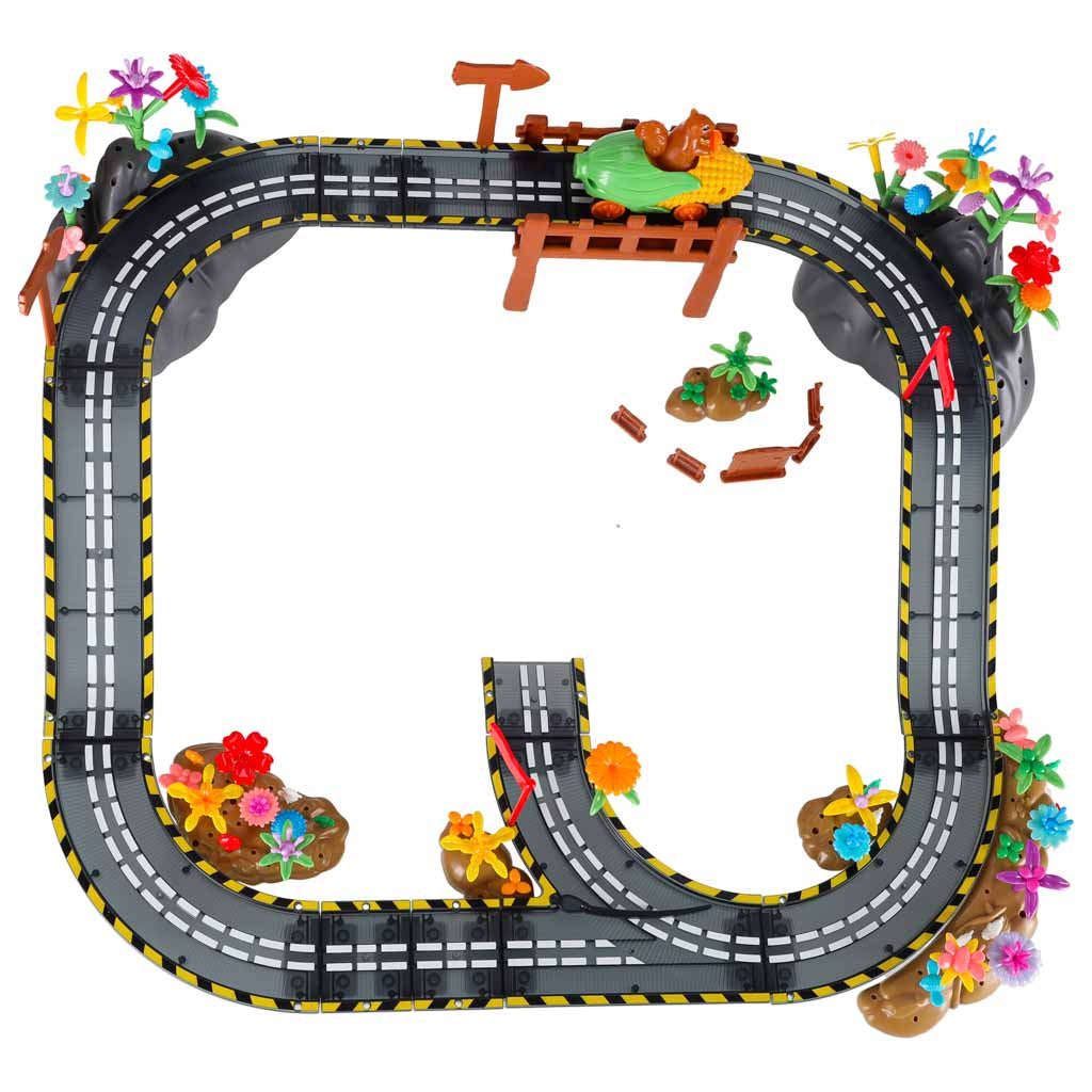 Magnētiskā autosacīkšu trase 1 gaismojošs transportlīdzeklis 153 elementi | EcoToys