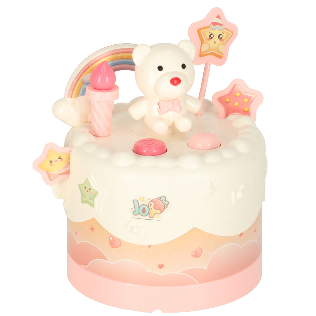 Koka dzimšanas dienas torte griešanai ar mūziku un gaismām, 16 gab., rozā | EcoToys