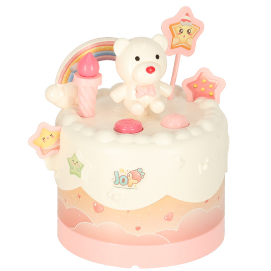 Koka dzimšanas dienas torte griešanai ar mūziku un gaismām, 16 gab., rozā | EcoToys
