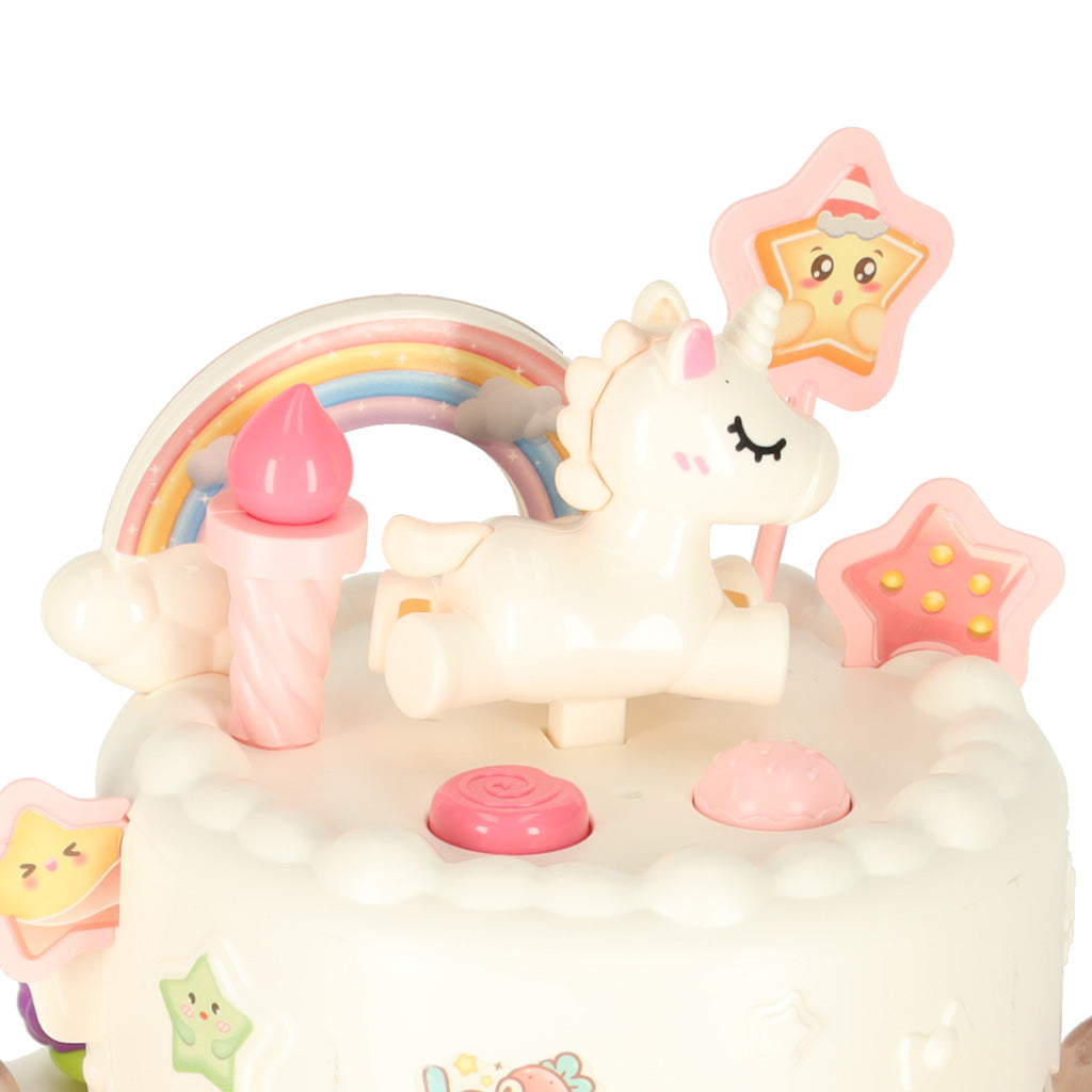 Koka dzimšanas dienas torte griešanai ar mūziku un gaismām, 16 gab., rozā | EcoToys