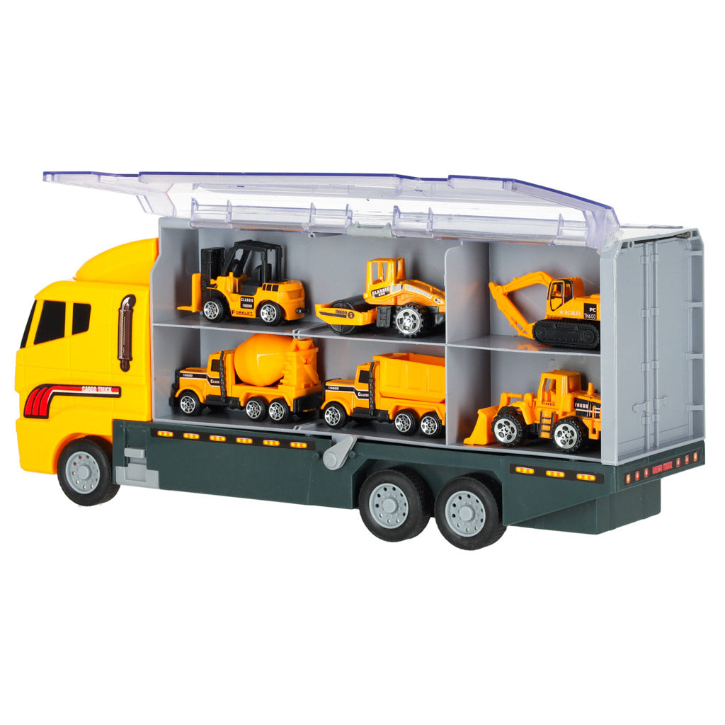 Autotransportieris ar 6 metāla celtniecības mašīnām | EcoToys