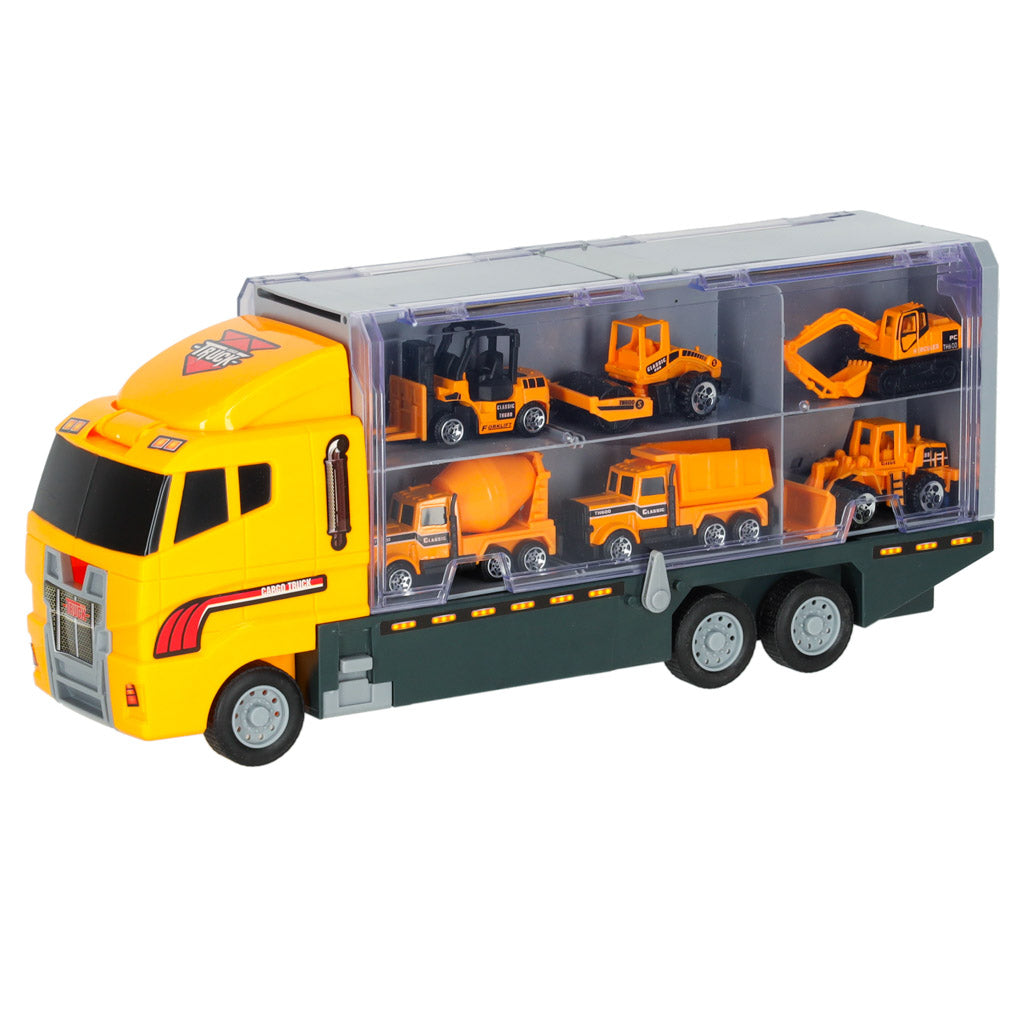 Autotransportieris ar 6 metāla celtniecības mašīnām | EcoToys