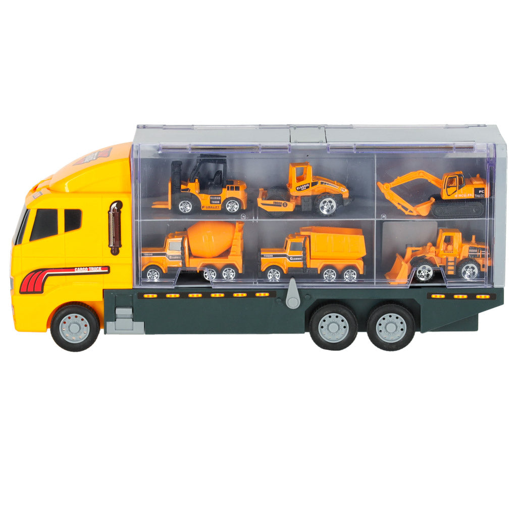 Autotransportieris ar 6 metāla celtniecības mašīnām | EcoToys