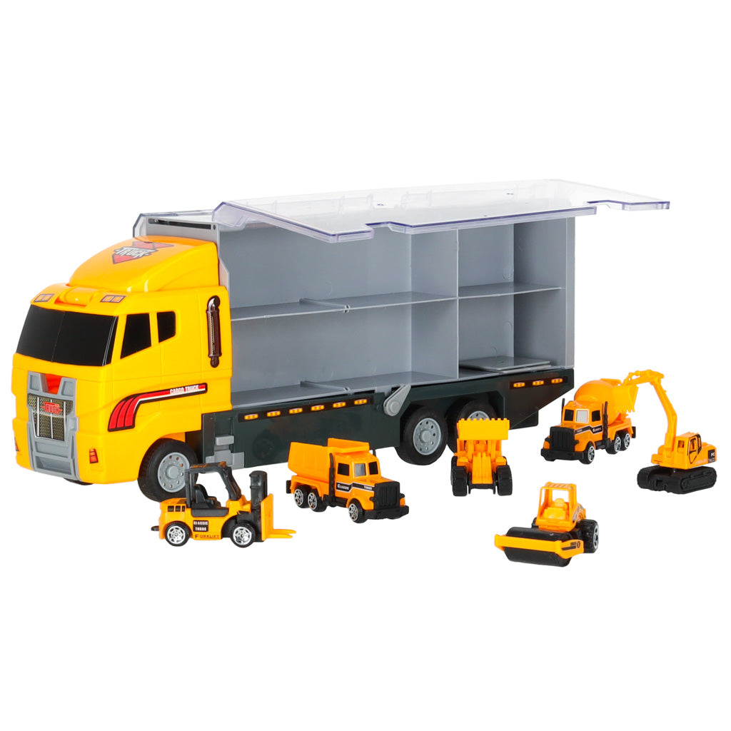 Autotransportieris ar 6 metāla celtniecības mašīnām | EcoToys