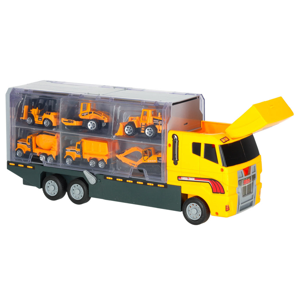 Autotransportieris ar 6 metāla celtniecības mašīnām | EcoToys