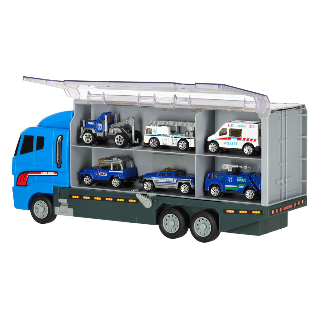 Autotransportieris ar 6 metāla policijas mašīnām | EcoToys