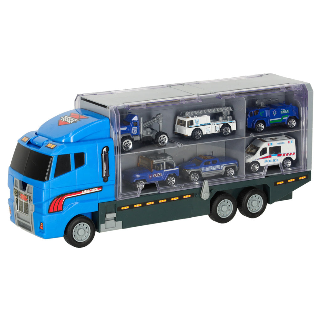 Autotransportieris ar 6 metāla policijas mašīnām | EcoToys