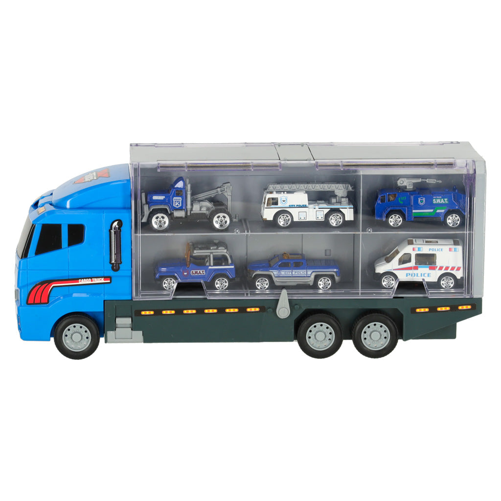Autotransportieris ar 6 metāla policijas mašīnām | EcoToys