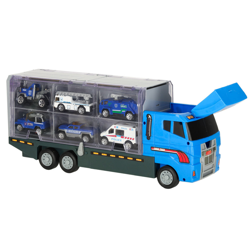 Autotransportieris ar 6 metāla policijas mašīnām | EcoToys