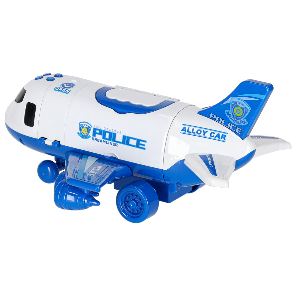 Transporta lidmašīna ar 3 policijas mašīnām, gaismām un skaņām | EcoToys