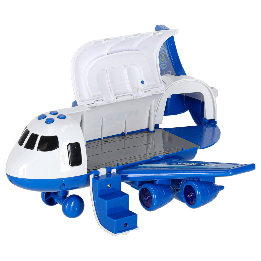 Transporta lidmašīna ar 3 policijas mašīnām, gaismām un skaņām | EcoToys