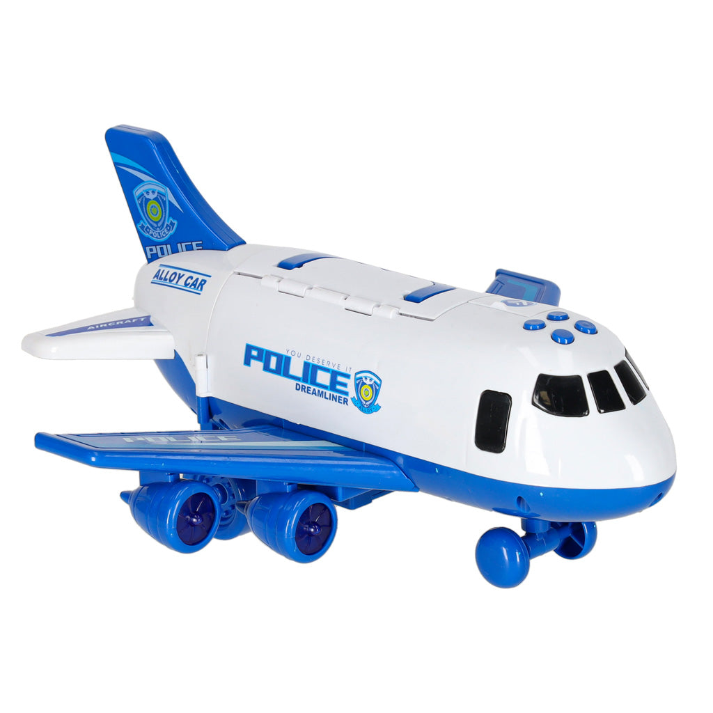 Transporta lidmašīna ar 3 policijas mašīnām, gaismām un skaņām | EcoToys