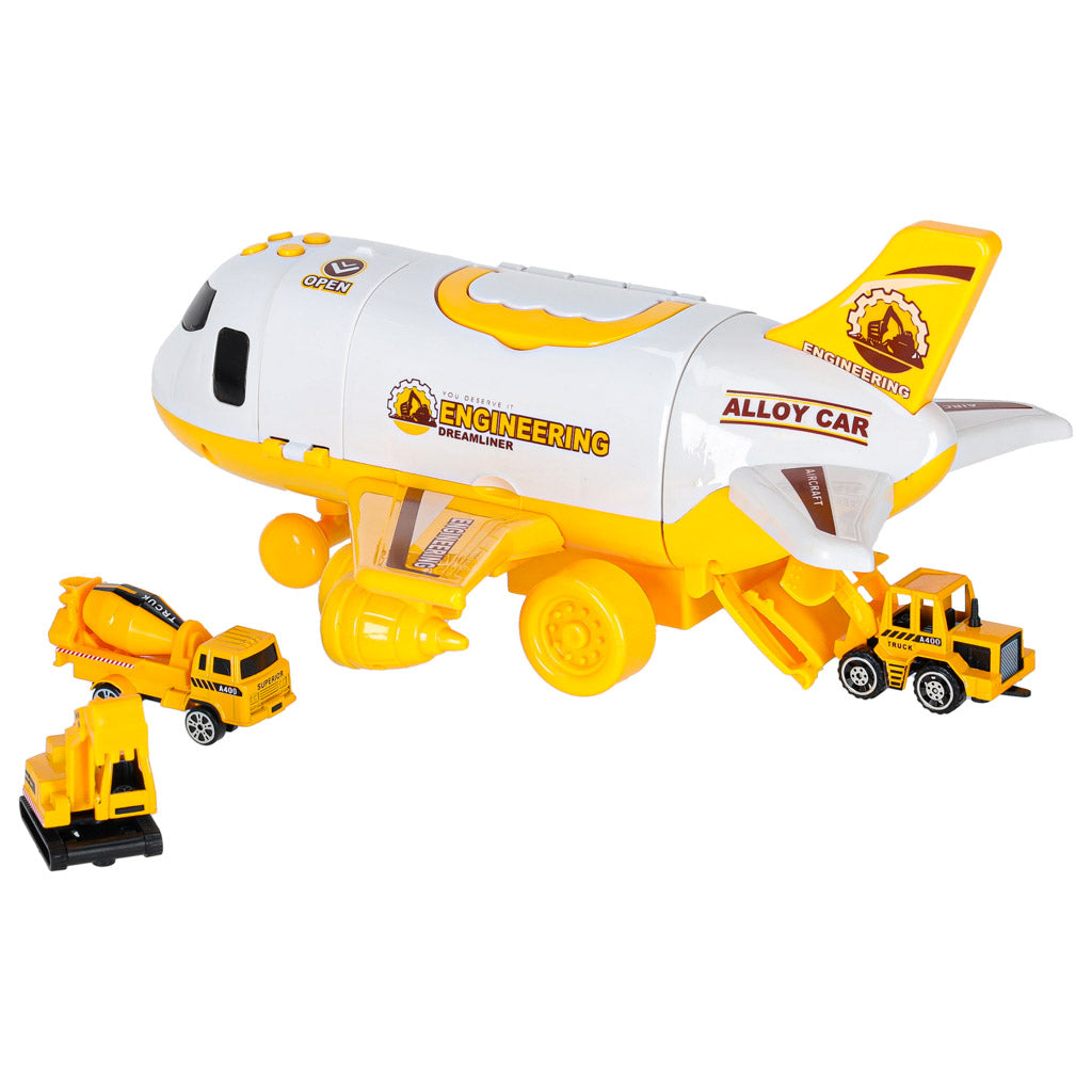 Transporta lidmašīna ar 3 celtniecības mašīnām, gaismām un skaņām | EcoToys