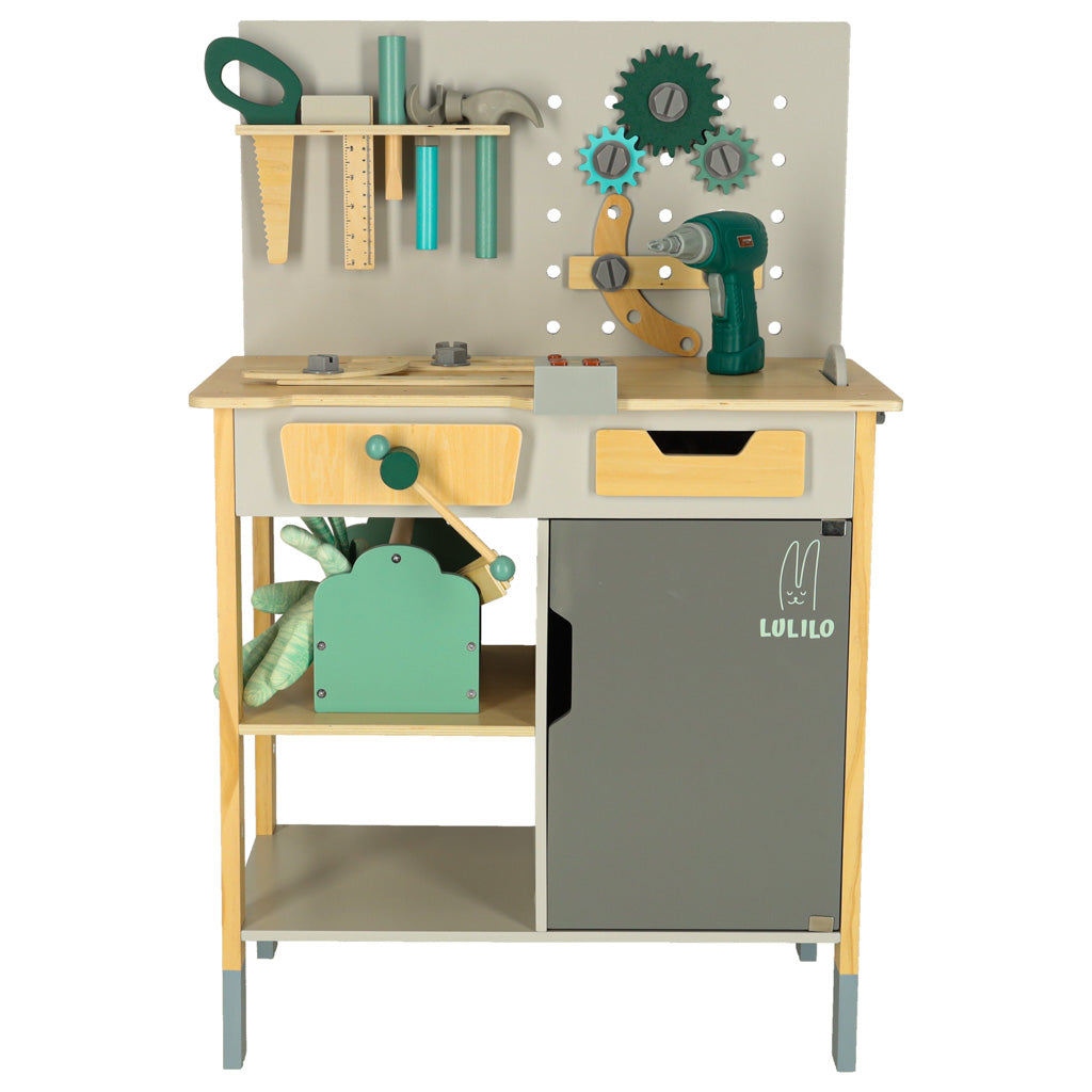 LULILO Fikso koka darbnīca ar instrumentiem un skaņām, 86 cm | EcoToys