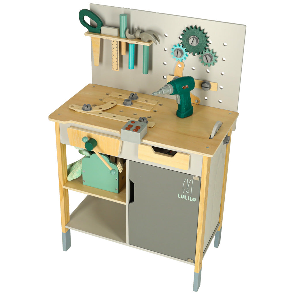 LULILO Fikso koka darbnīca ar instrumentiem un skaņām, 86 cm | EcoToys
