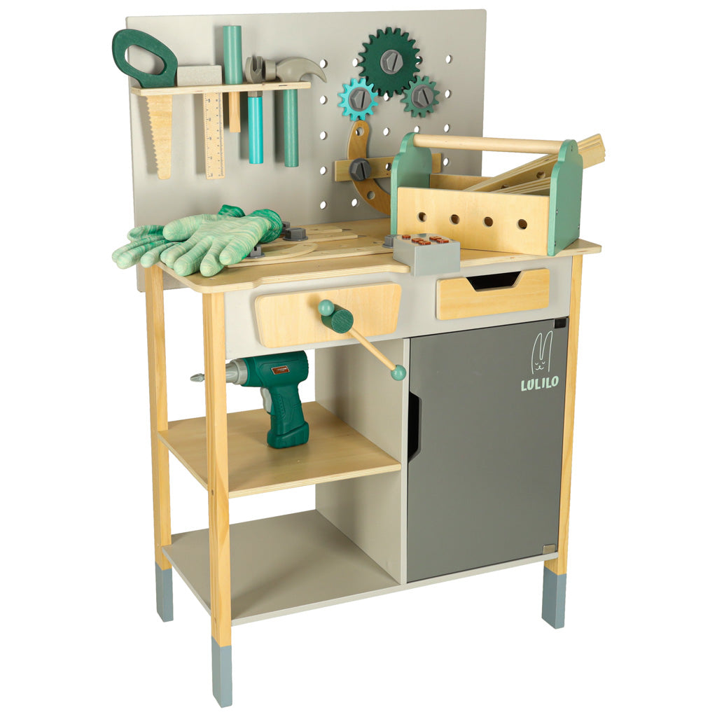 LULILO Fikso koka darbnīca ar instrumentiem un skaņām, 86 cm | EcoToys