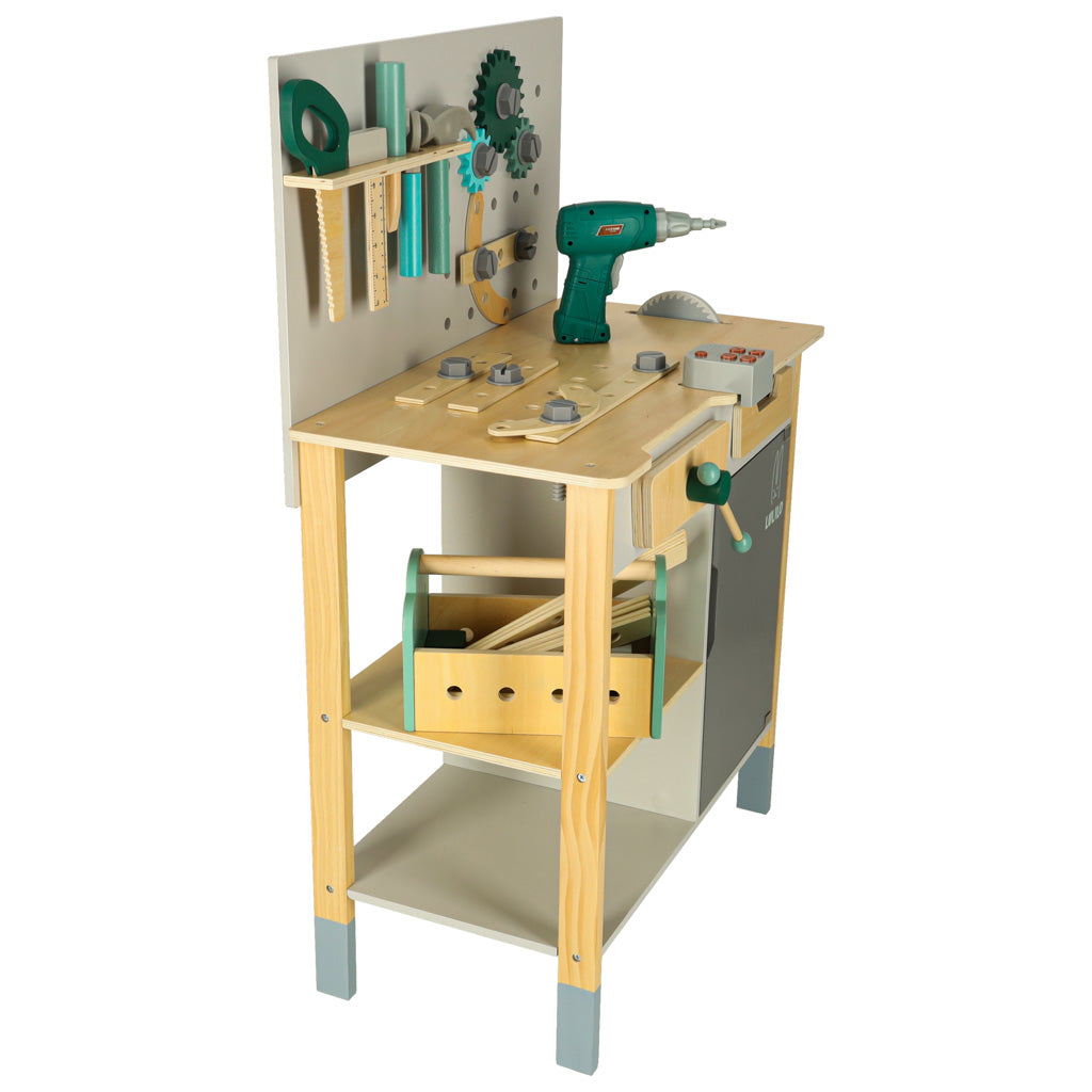 LULILO Fikso koka darbnīca ar instrumentiem un skaņām, 86 cm | EcoToys
