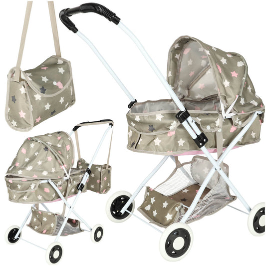 Leļļu ratiņi gondola dziļi + soma zvaigznes | EcoToys