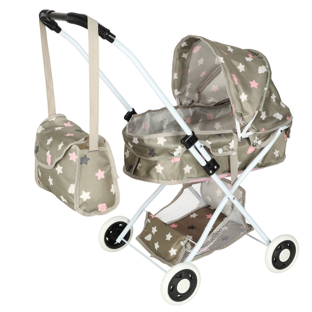Leļļu ratiņi gondola dziļi + soma zvaigznes | EcoToys