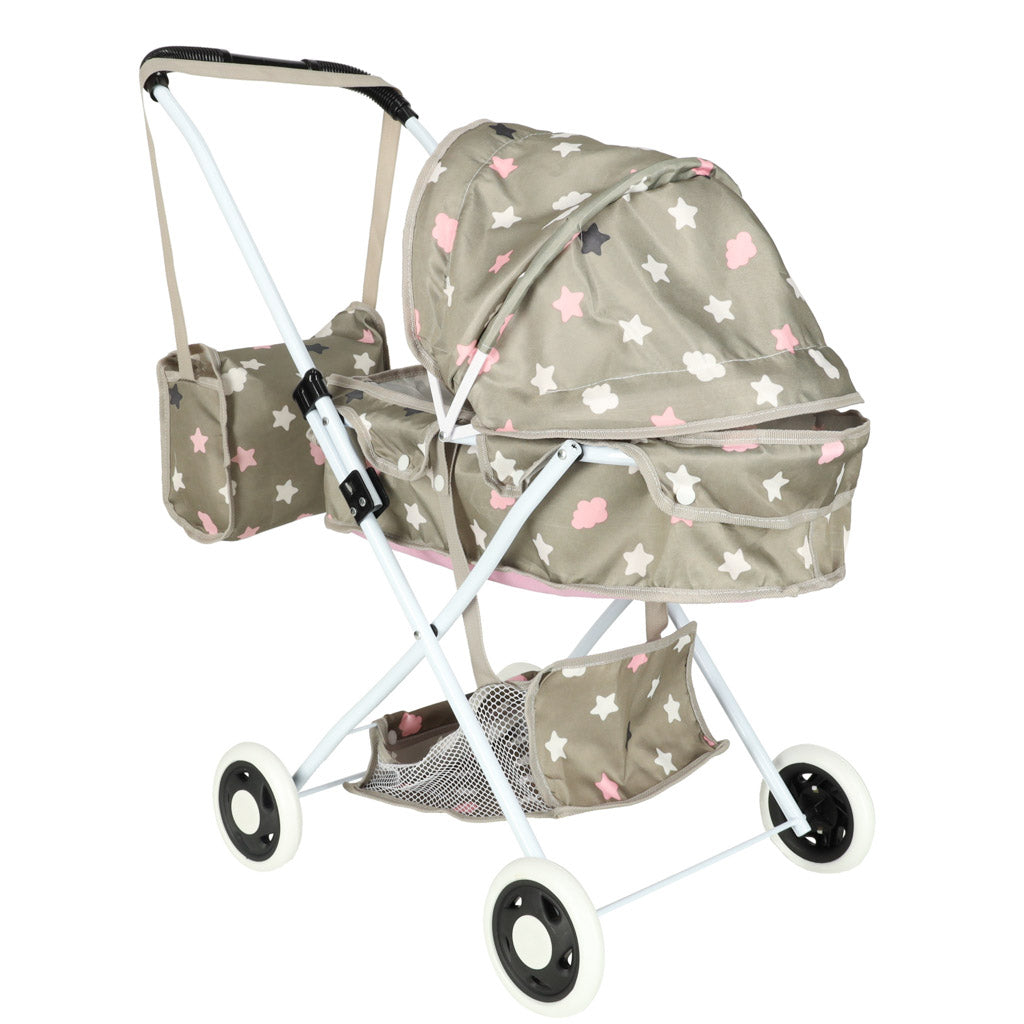Leļļu ratiņi gondola dziļi + soma zvaigznes | EcoToys