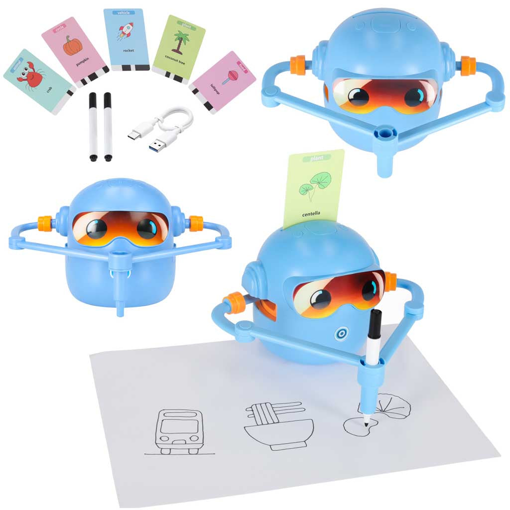 Interaktīvs robots, kas māca zīmēt, ar flomāsteriem, zils | EcoToys
