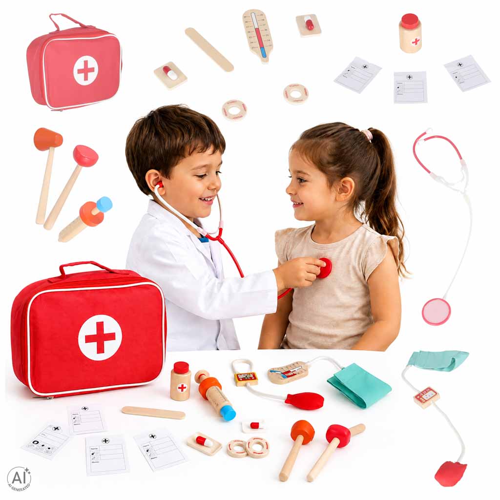 Koka ārsta komplekts bērniem – ārsta soma ar piederumiem | EcoToys