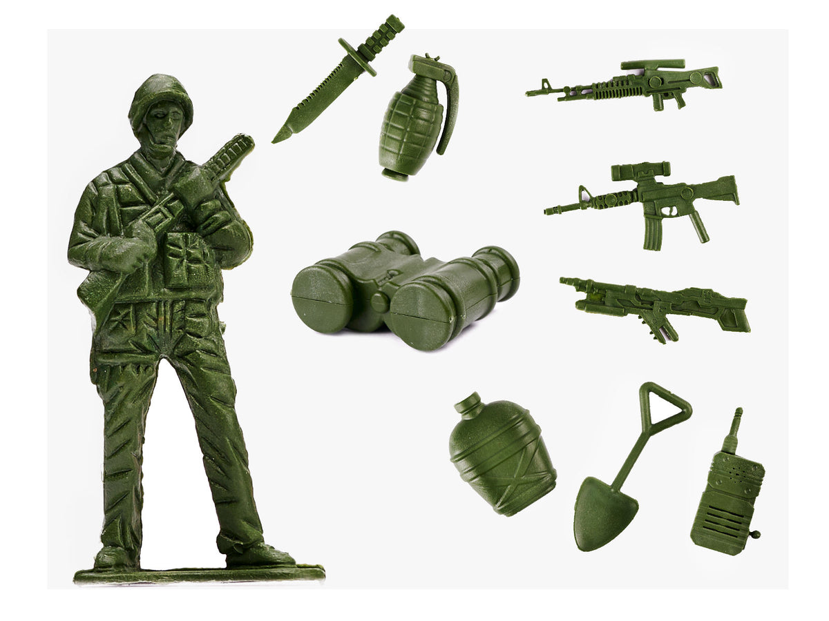 Kareivju figūriņu komplekts ar militāro bāzi, 307 el. | EcoToys